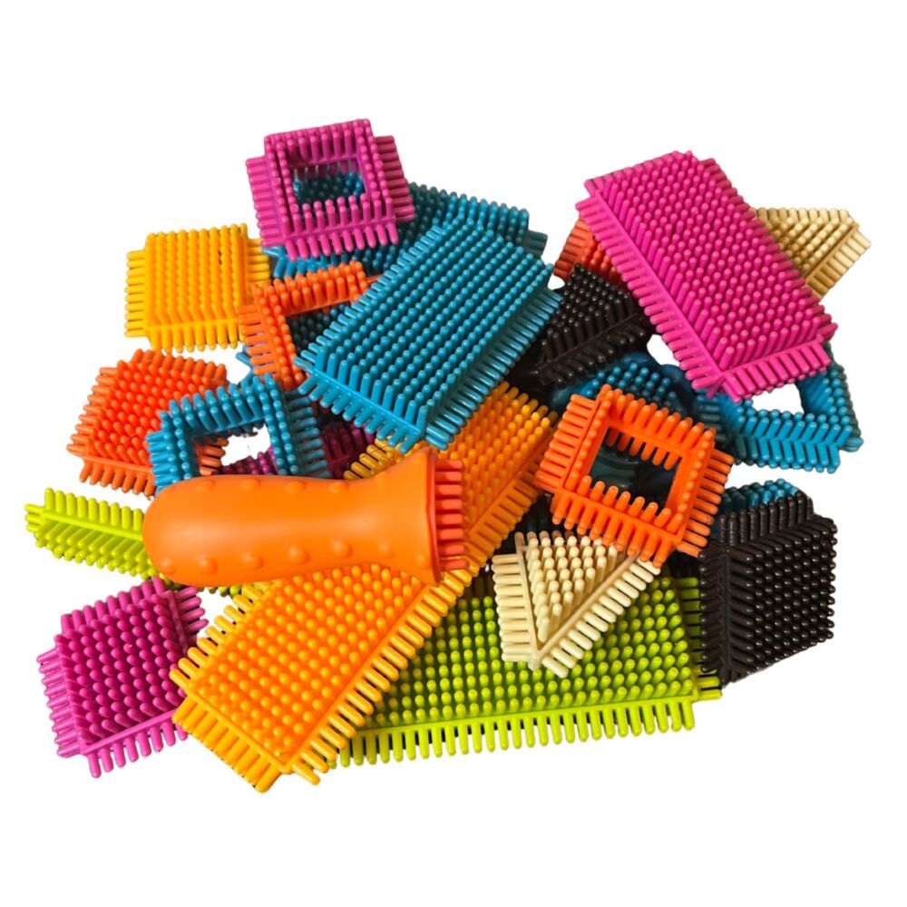 Bristle Blocks Building Toys - Colorful, Interlocking, Sensory - Lot of 24 Parts - Picture 4 of 5